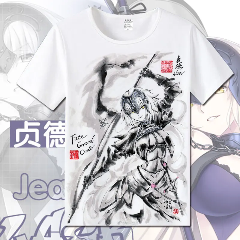 Fate/Grand Order Joan of Arc, хлопковые футболки для женщин, Студенческая футболка Jeanne d'Arc, летняя одежда с круглым вырезом и коротким рукавом, футболки