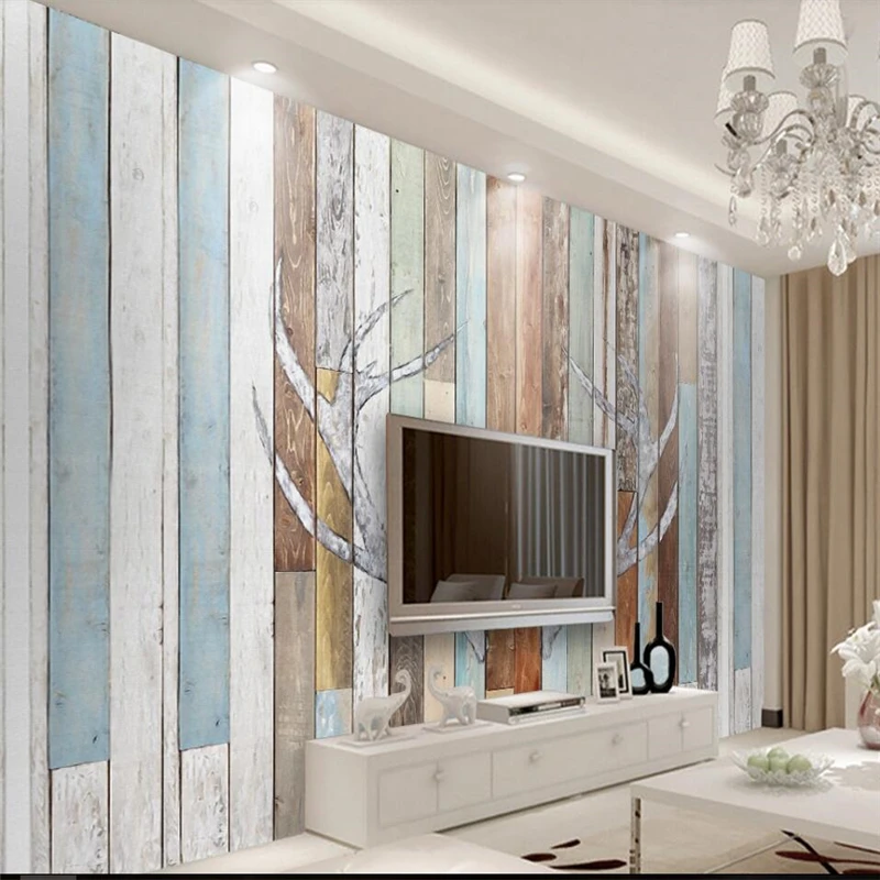 Ретро деревянные персонализированные рога ТВ фон Большое Настенное панно на