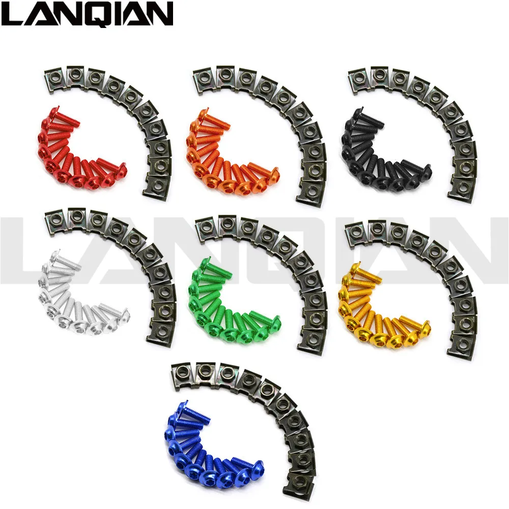 10 шт. 6 мм ЧПУ Корпус мотоцикла работы обтекателя Болты Винты для Kawasaki ZX-6 ZZR600 ZXR400