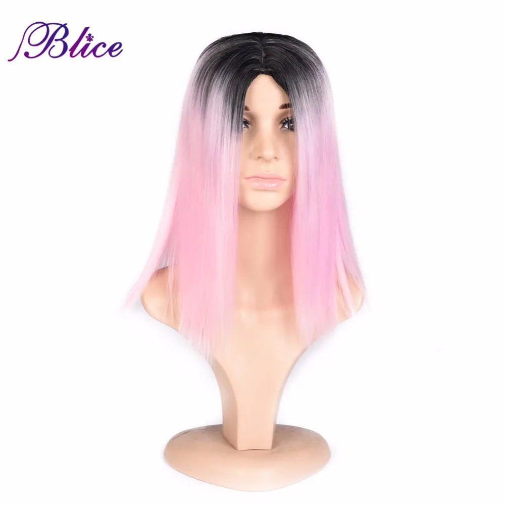 Blice синтетический парик из коротких прямых волос импортная пленка с высоким Температура волокна с эффектом деграде(переход от темного к Цвет# T1B/розовый парик для афроамериканцев Для женщин