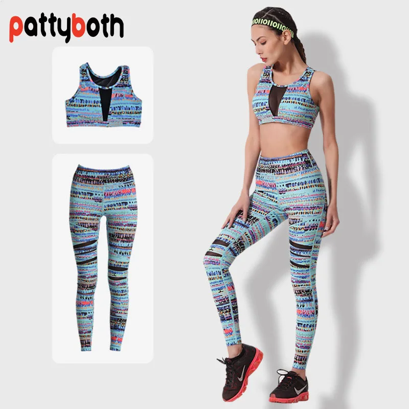 Спортивный костюм для Для женщин Цветочный принт маш Лоскутная 2 шт. Набор Йога