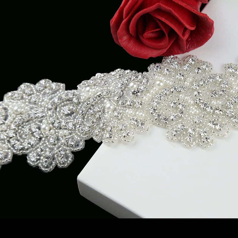 1 ярд Хрустальная отделка стразы аппликация свадебная с поясом искусственная