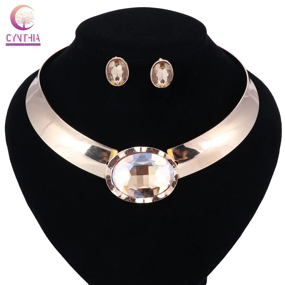 Панк женский чокер 2017 Большой Кристалл Чокеры ожерелья серебряный цвет