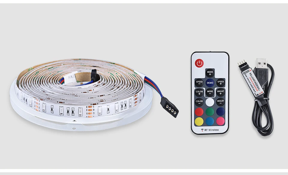 Foxanon 5В USB Светодиодные ленты Водонепроницаемый RGB светильник 2835 3528 SMD 3/24/17Key пульт дистанционного управления HD ТВ настольных ПК Экран Подсветка смещения светильник Инж