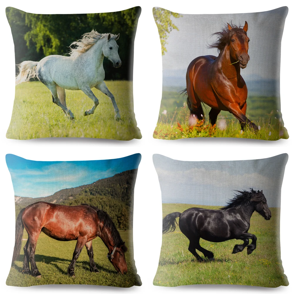 Для бега с принтом лошади декоративная наволочка для подушки 45*45 см квадратный