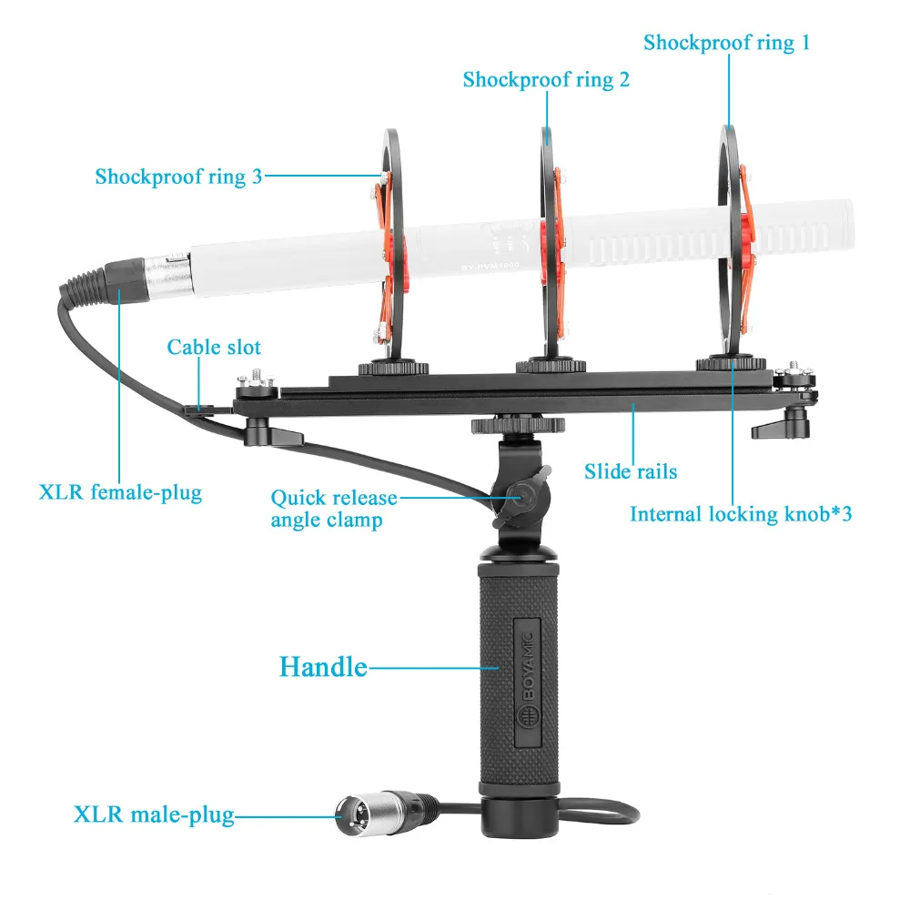 BOYA BY WS1000 лобовое стекло и подвеска Системы с XLR мужчина женщина Вход s & 3 Shockmount для