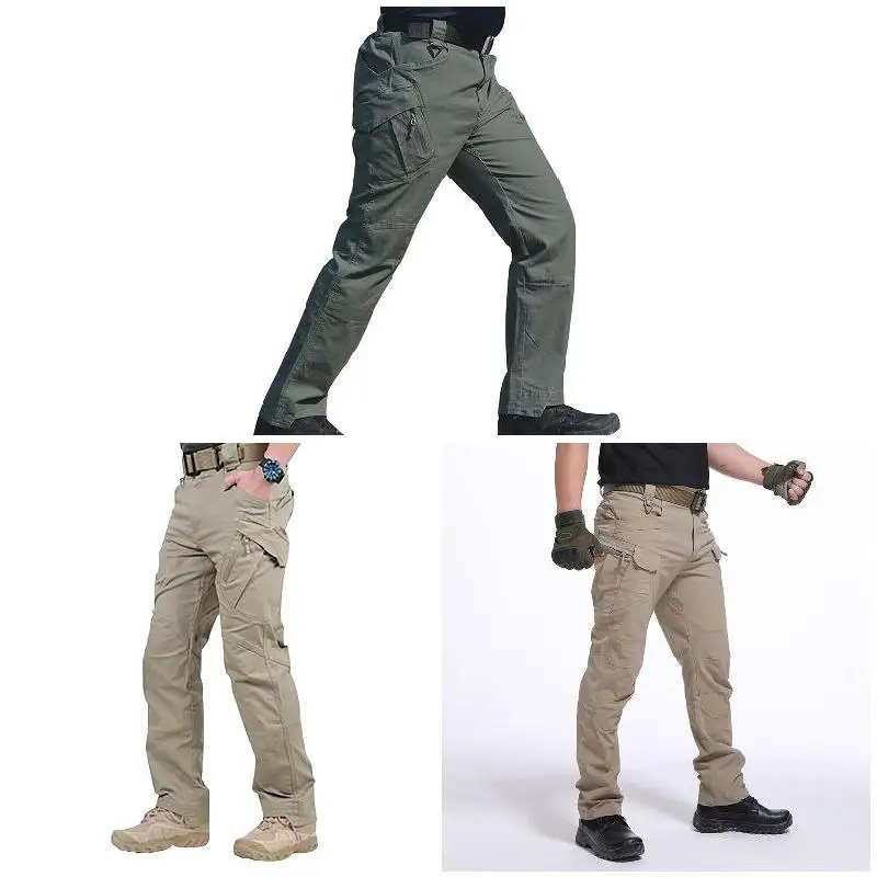 

2019 Men Waterproof Work Cargo Long Pants with Pockets Loose Trousers ALS88