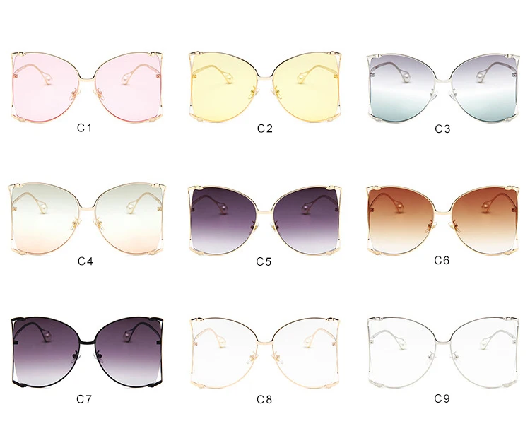 Королевские женские солнцезащитные очки больших размеров квадратной формы, новинка, большая оправа, жемчужное украшение, прозрачные линзы, солнцезащитные очки для женщин, UV400 ss315