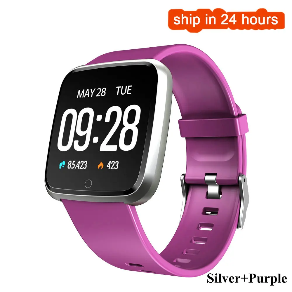 Silver Purple Y7 Смарт-часы IP67 Водонепроницаемый фитнес-трекер монитор сердечного ритма кровяное давление женские мужские часы умные часы для Android IOS - Цвет: Silver Purple