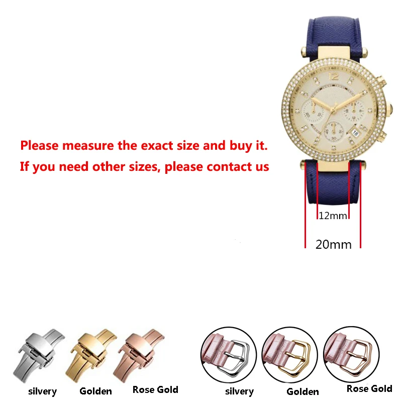 Genuine leather watchband 20*12mm Concave interface replacement leather strap fit MK2277 2425 2290 2281 2280 female bracelet