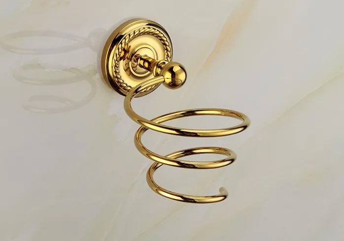 Brass Hair Dryer Rack For Wall Shelf Rack Stand Wall-mounted Bathroom Walls Hairdryer Holder Zba608