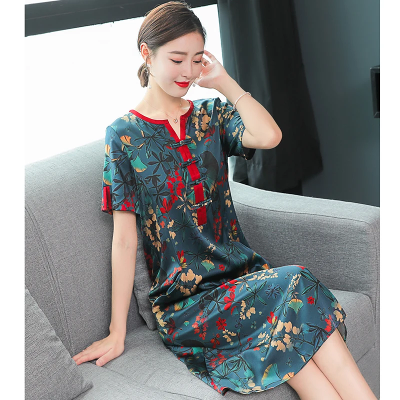 Платье из натурального 100% шелка размера плюс L 3XL 4XL 5XL женское летнее платье с