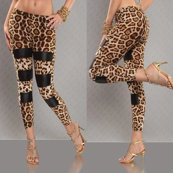 Женские леггинсы с леопардовым принтом сексуальные Стрейчевые модные
