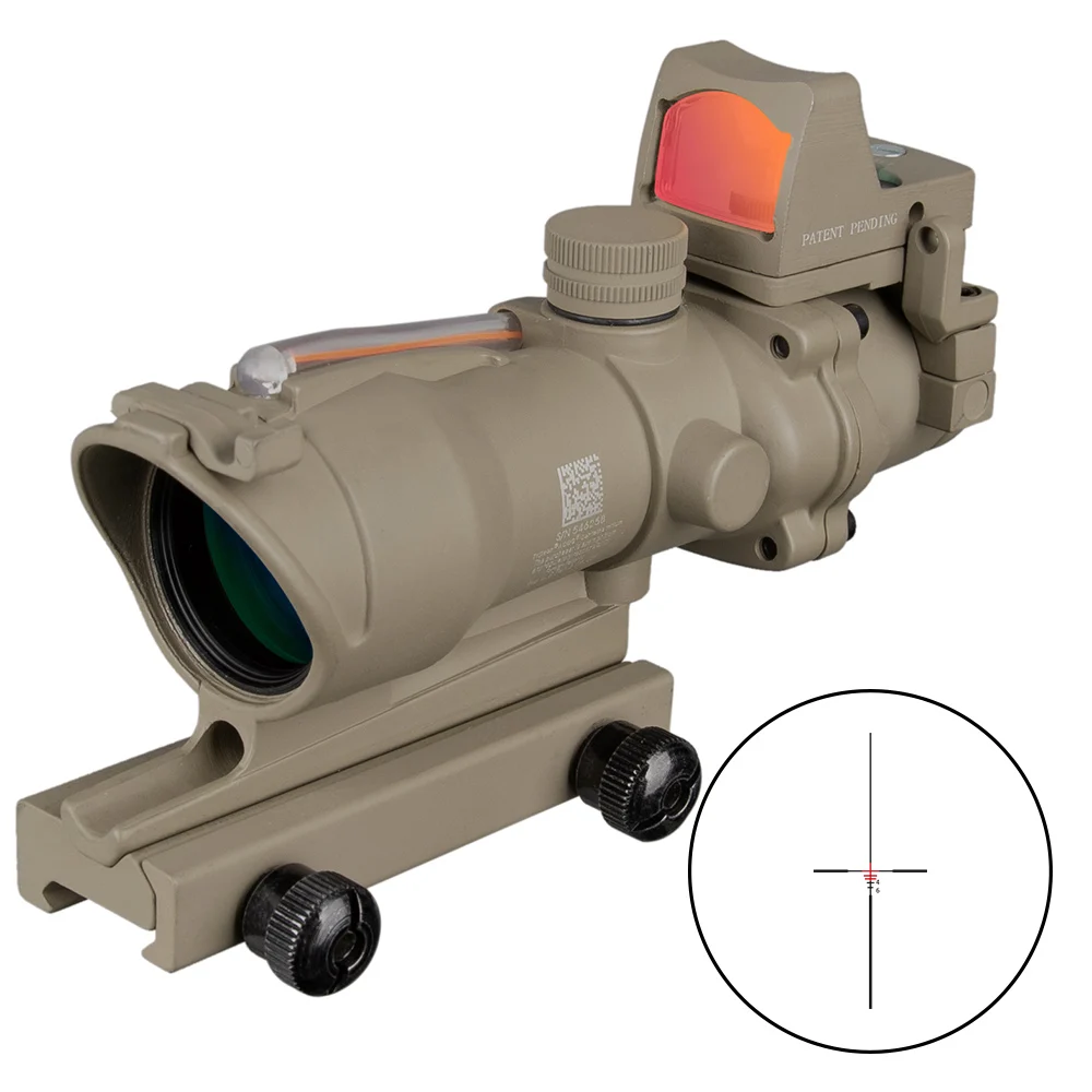 Acog 4x32 зеленый источник волокна реальный оптоволоконный прицел W/Rmr микро красная точка зрения с маркировкой стояк Охота 5 цветов - Цвет: FW3-ACOG-224