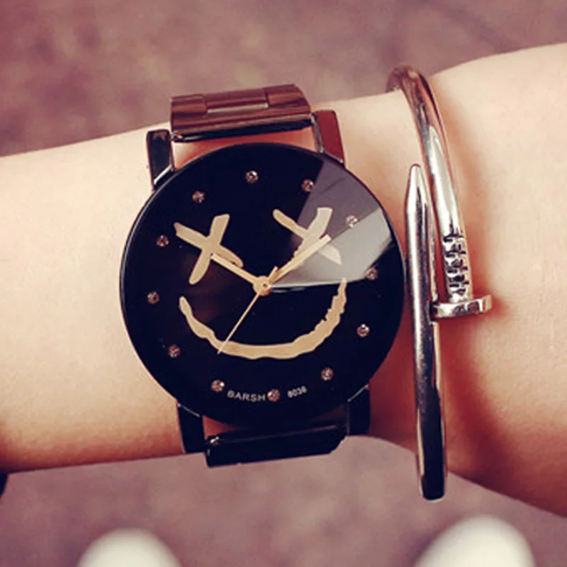 Улыбающееся лицо pattern женева смотреть белый черный нержавеющей стали Досуг