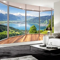custom photo wallpaper 3d balcony forest lake space wall mural modern living room background wall painting home decor wallpapers