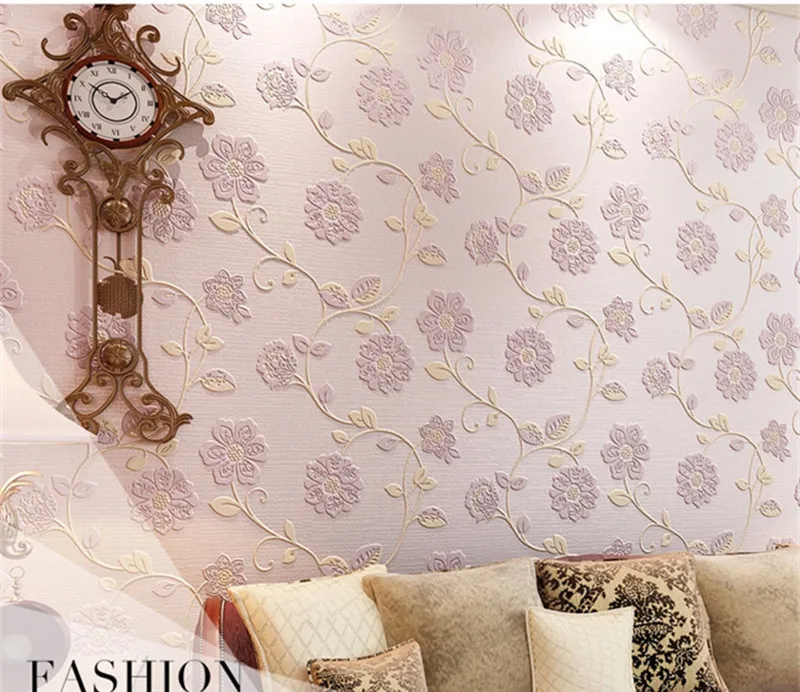Простые 3D рельефные цветочные обои нетканые для спальни гостиной фона papel de parede 10