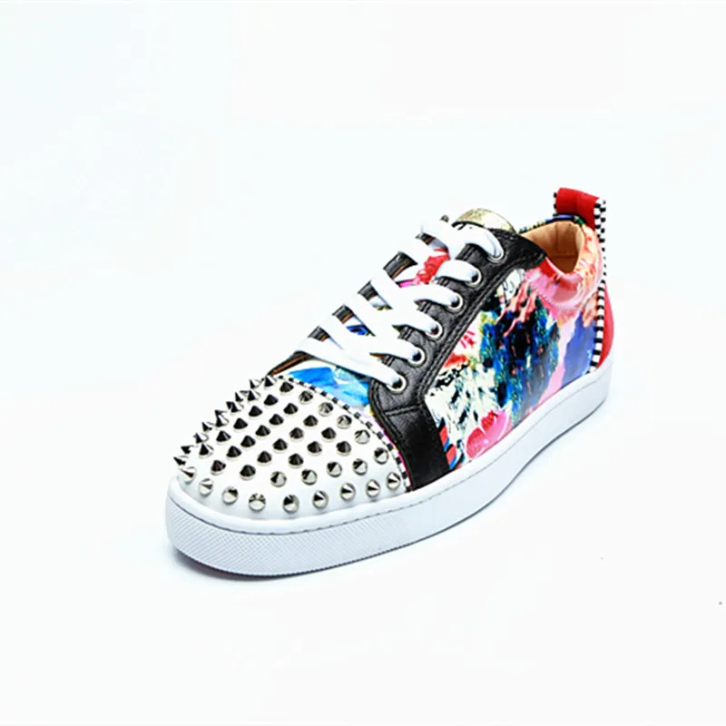 SHOOEGLE/модные мужские туфли с принтом Повседневные кроссовки шипами на шнуровке