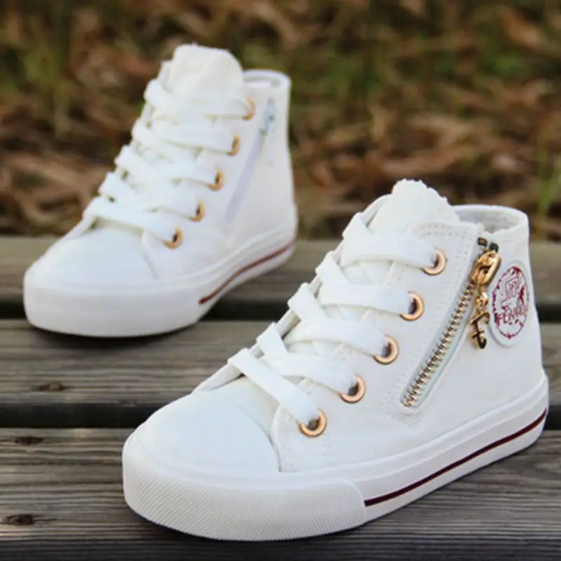 Парусиновые туфли для мальчиков сплошной Цвет с высоким верхом на молнии детская