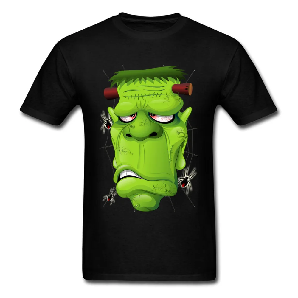 

Frankenstein Ugly Portrait and Spiders Men Top T-shirts Discount Printed Tops Shirts VALENTINE DAY 100% Cotton Crew Neck Tee