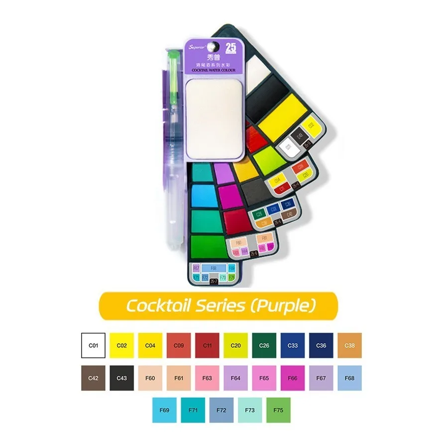 25 Colros Purple Улучшенный 18/25/33/42 Портативный твердый Акварельная краска пигмент набор с кистью яркий Цвет для студента товары для рукоделия - Цвет: 25 Colros Purple