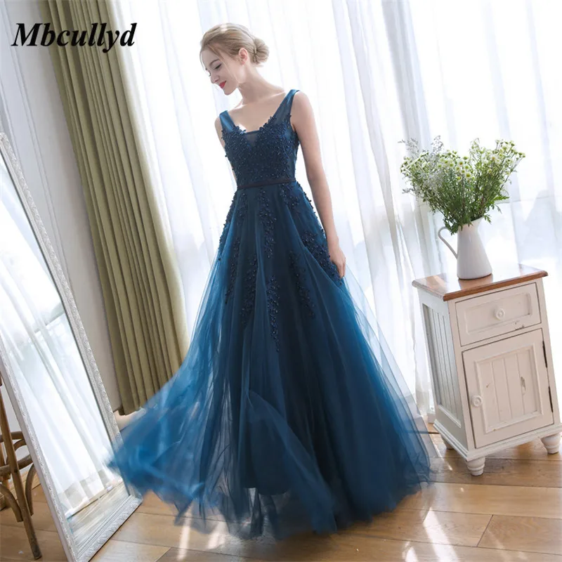 Mbcullyd платье подружки невесты Дешевые длиной до пола кружева с тюлем темно синий