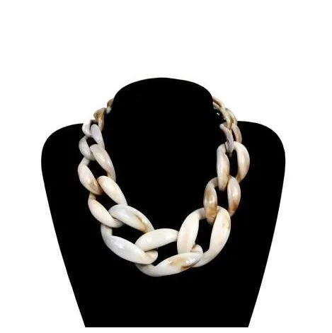Beige as photo FishSheep, панк, акриловая массивная цепочка, колье, массивная Длинная цепочка, звено, большие подвески, ожерелья,, Модные женские ювелирные изделия - Окраска металла: Beige as photo