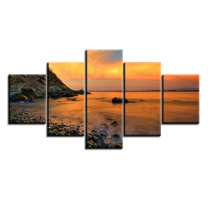 

5 pc Set sunset-beach-hd NO FRAME Painting Canvas Prints Wall Art Pictures For Living Room Decorations