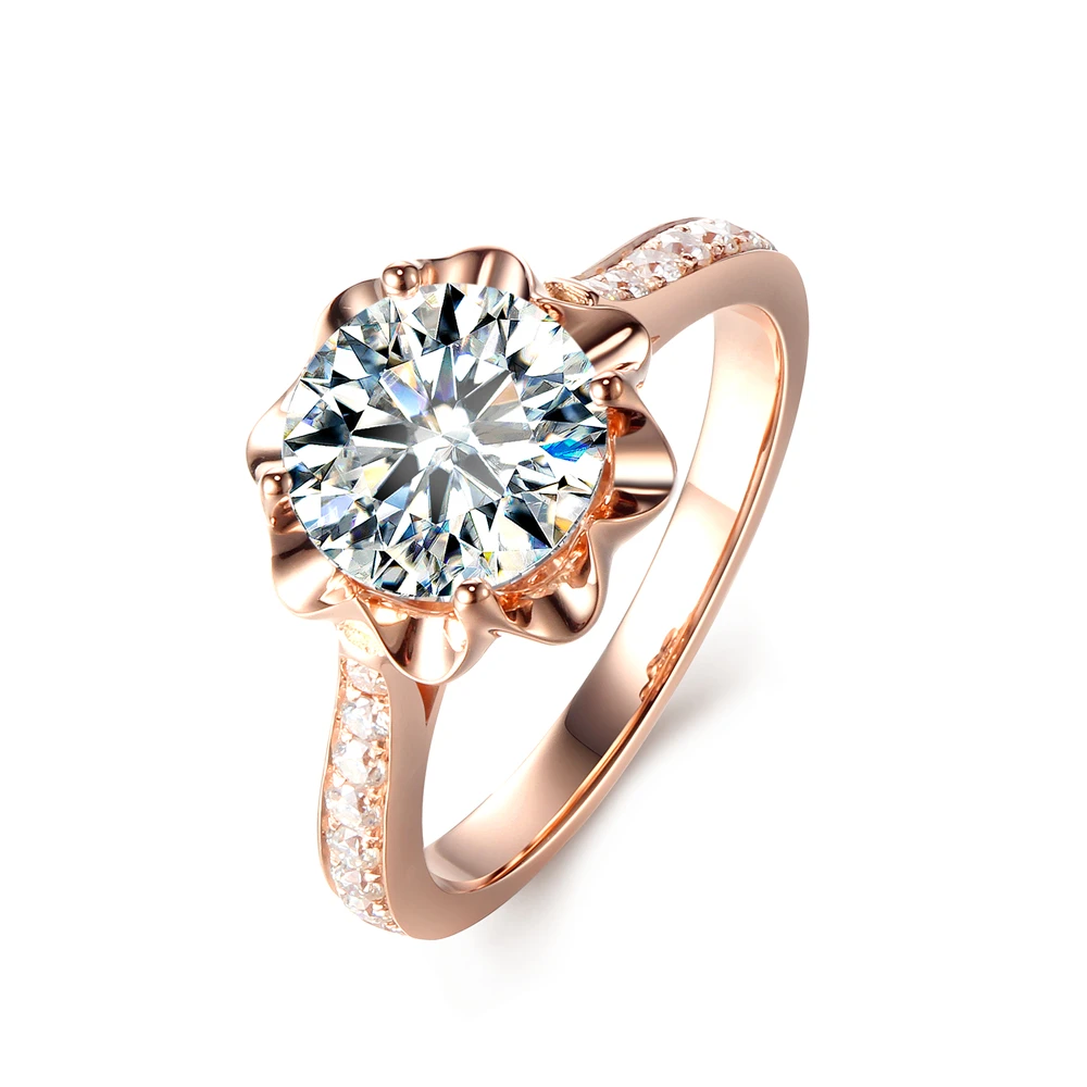 

14k Rose Gold 0.5ct-5ct Carat Moissanites Ring Prong Setting Lab Grown Diamond Ring For Women Engagement Fine Jewelry