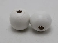 25 white round wood beads 20mm large wooden beads