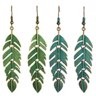 Серьги-подвески с зелеными листьями в стиле ретро 2020, винтажные этнические богемные висячие серьги-подвески с богемными листьями для женщин