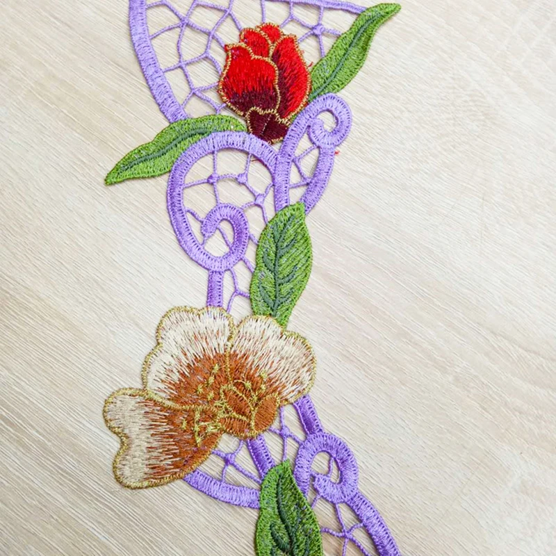 Вышивка воротник кружевная Одежда DIY нашивки Полые Цветы Кружева декольте