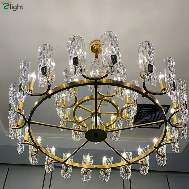 Американский Роскошный Золотой Металл E14 Led люстры висячие светильники Люстра для гостиной блеск Внутреннее освещение Lamparas