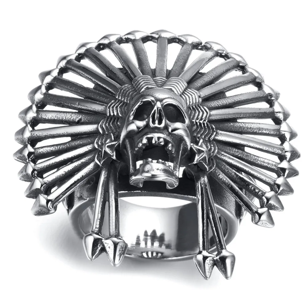 Голова черепа титановые стальные кольца ювелирные изделия мужские панк кольца|Кольца| |