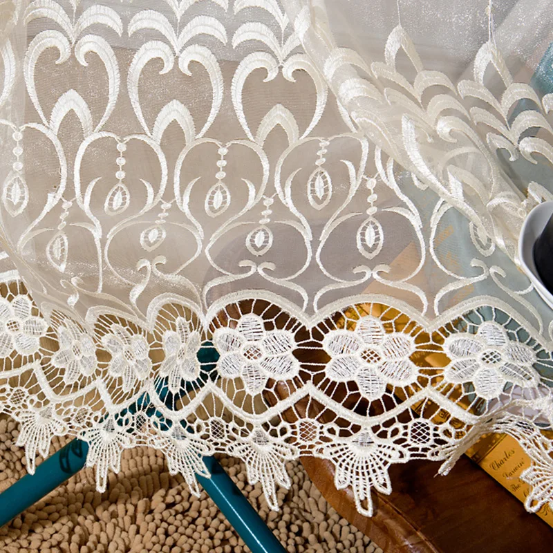 Европа вышитые бежные Роскошные ножницы для обработки окон винно Красный