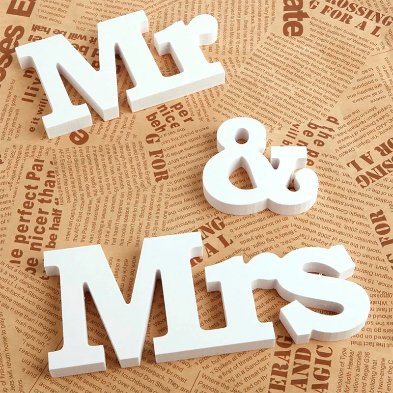 Feestigo 3 шт./компл. белые деревянные буквы Mr& Mrs знаки для свадебной церемонии украшения Романтическая свадьба свадебный стол бар Декор