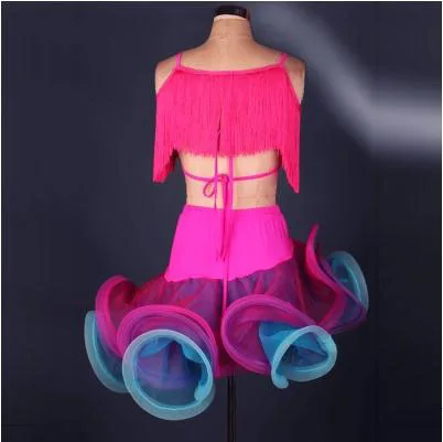 Бальное платье с бахромой женское для латинских танцев элегантное кисточками