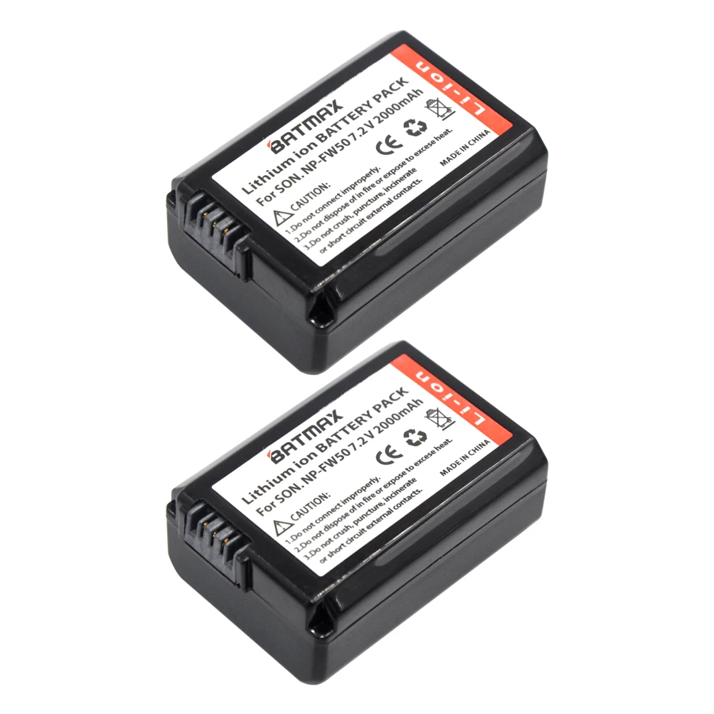 2 шт. NP FW50 батарея + двойное зарядное устройство USB для Sony NEX 7 5N F3 3D 3DW 3K Alpha 7R II 5C|np fw50|np