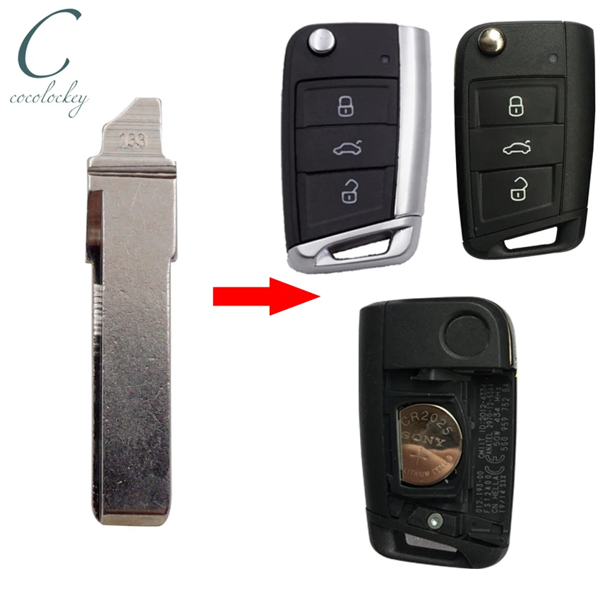 Cocolockey Автомобильный ключ HU66 нерезанное лезвие дистанционный ключ заготовка оболочка для Volkswagen VW Golf 7 GTI MK7 для Skoda Octavia A7 откидной ключ