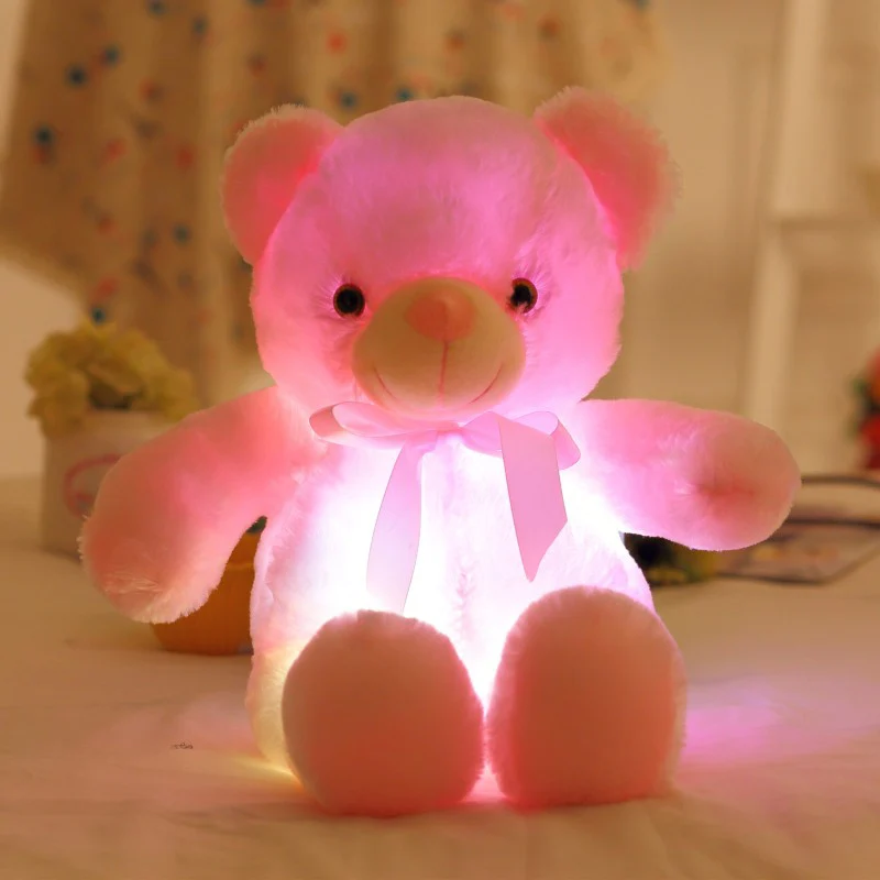 Pink 1 шт., 50 см, Креативный светодиодный светильник, индуктивный Мишка, мягкие животные, плюшевая игрушка, красочный светящийся Мишка, рождественский подарок для детей - Цвет: Pink