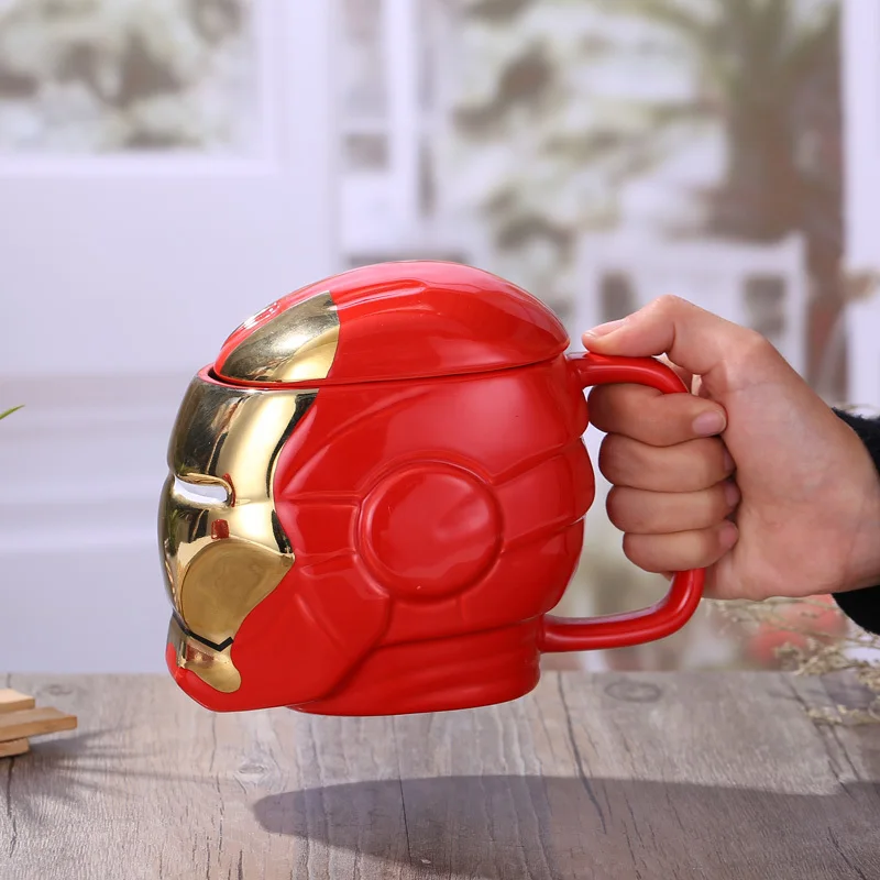 3D герой Железный человек Кофе Кружки Мультфильм Керамика кружки с крышками воды бутылка для молока чашка для завтрака Мстители кружка дети лучший подарок