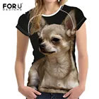Женская футболка с коротким рукавом FORUDESIGNS, летняя футболка с изображением собаки, чихуахуа