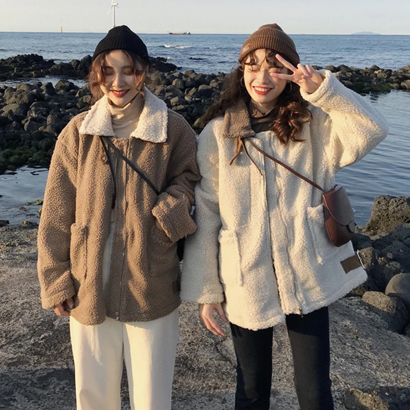 Modis куртка из овечьей шерсти с искусственным мехом зимняя теплая меховая Женская