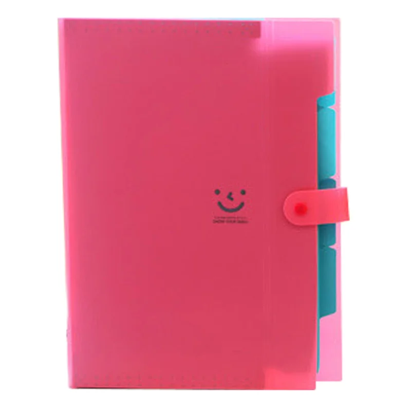 Kawaii Папки канцелярские Carpeta папка для файлов 5 слоев Archivadores кольца A4 Сумка для документов офисные карпеты - Цвет: Red