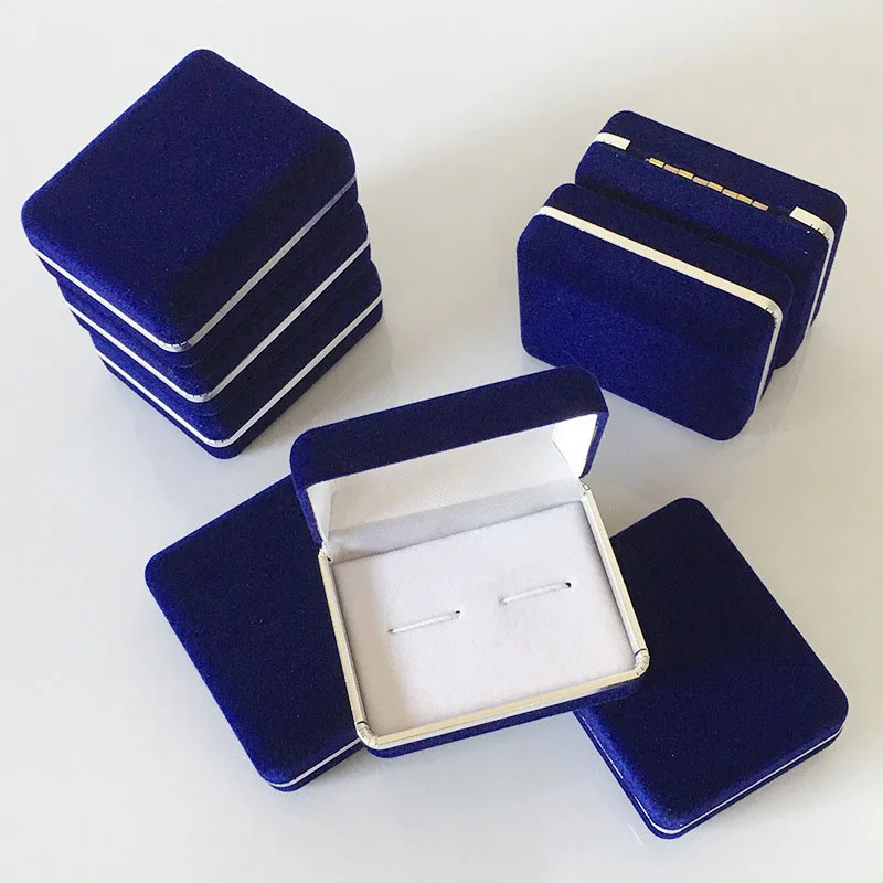 

100pcs Blue Velvet Cufflink Holder Wedding Cufflinks Gift Storage Display Case Cuff Links Mens Jewelry Box 5.8*7*2.8cm ZA5081