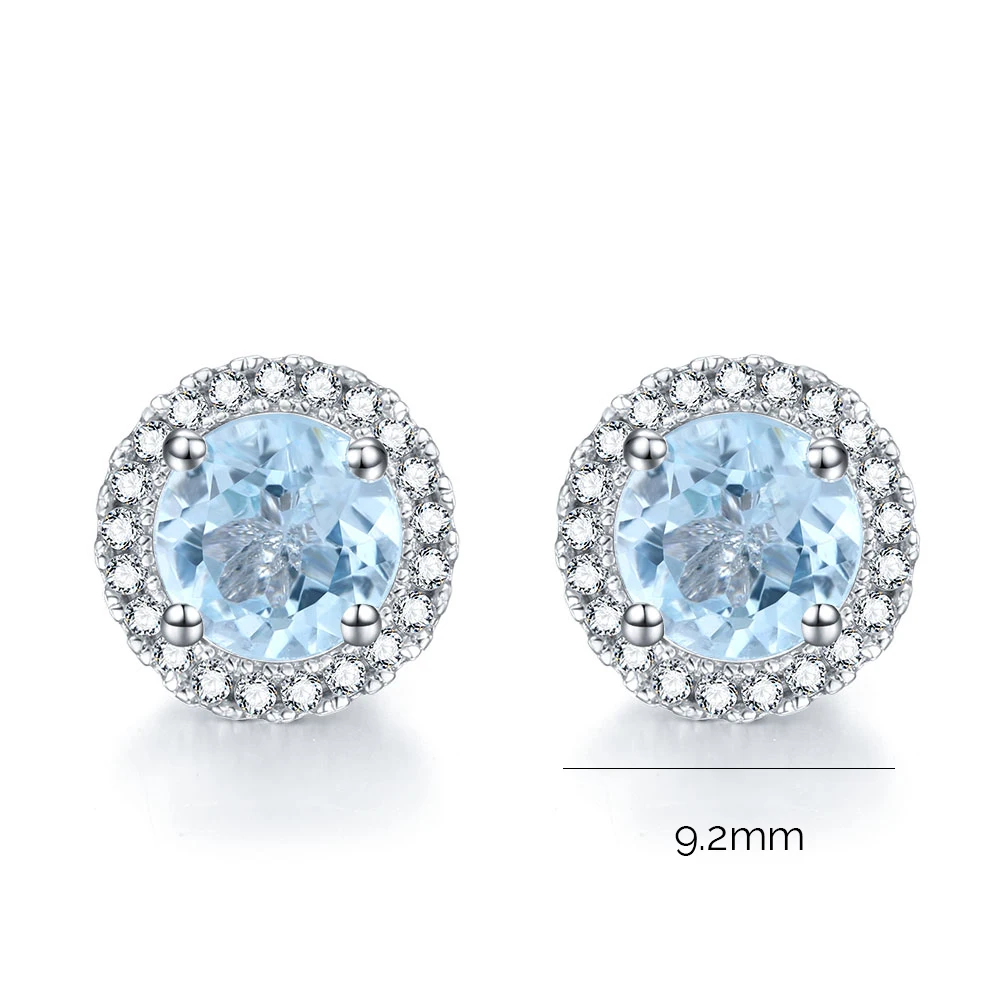 DOUBLE R 1.76 Ct натуральный топаз 925 стерлинговое серебро Серьги для женщин голубой