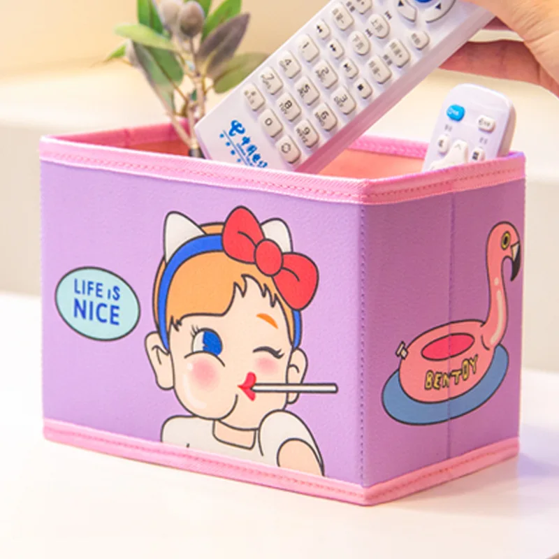 Фиолетовый Милые Kawaii Ручки держатели канцелярские PU Карандаш Органайзер настольный набор аксессуаров офисный школьный Квадратный Контейнер Настольный ящик для хранения - Цвет: Фиолетовый