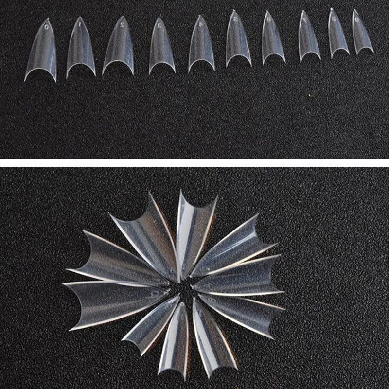 500 шт./пакет тонкие ногти острые искусственные накладные