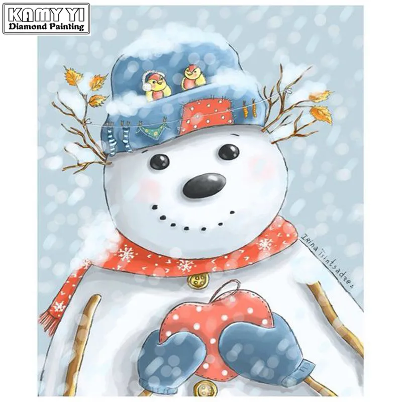 

Квадратная/Круглая Мозаика 5D «сделай сам», алмазная вышивка с милым снеговиком, 3D вышивка крестиком, стразы, Декор, HYY