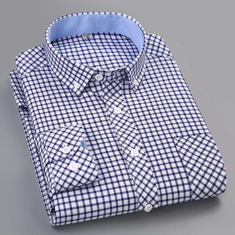 

Liseaven Men's Plaid Shirt Checked Oxford Button-down Shirt Casual Classic Long Sleeve Dress Shirt